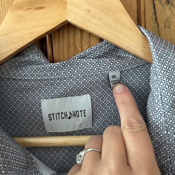 Men's NWT Stitch Note Size XL Button Front Shirt Blue White Athletic Collared‎ - Picture 4 of 8